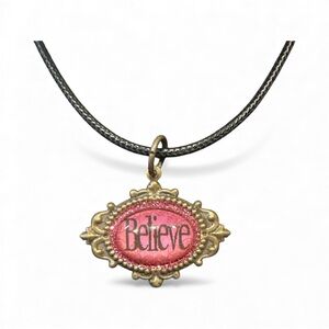 Pink and Gold Pendant Necklace